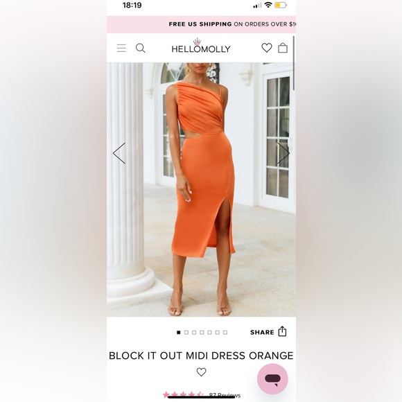 Hello Molly orange midi dress - Picture 1 of 5